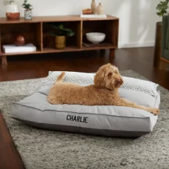 Frisco Personalized Silver Bolstered Bed With Silver Check Bolster, X-Large