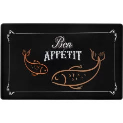 Frisco Silicone Fish Print Dog & Cat Food Mat, Black