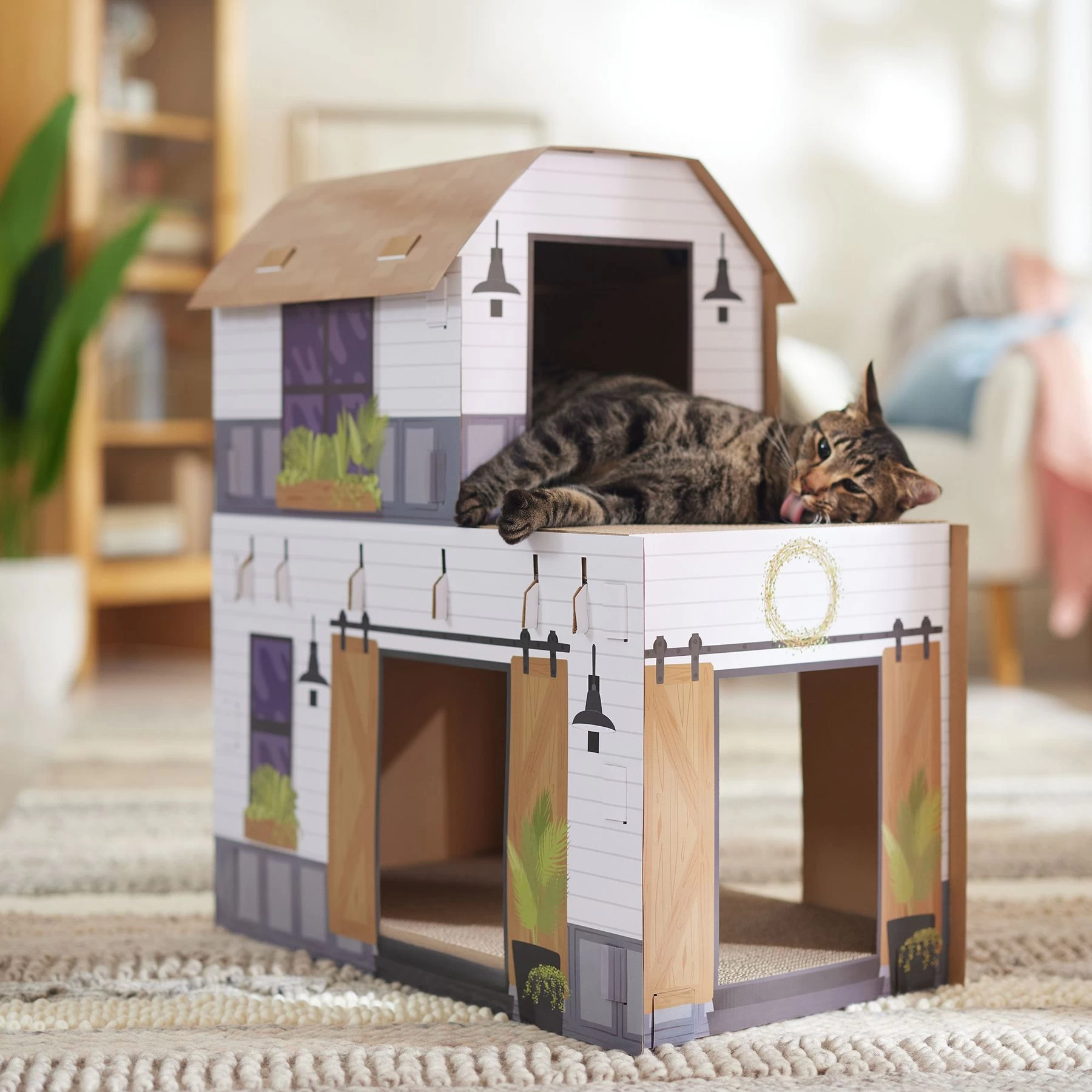Frisco Farmhouse Cardboard Cat House, 2-Story 4 Frisco Farmhouse Cardboard Cat House, 2-Story - Image 4
