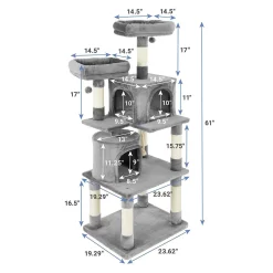 Frisco 61-in Faux Fur Cat Tree & Condo & Frisco 38-in Cat Tree With Condo, Top Perch & Toy -Frisco Shop 318964 PT2. AC SS1800 V1630367789
