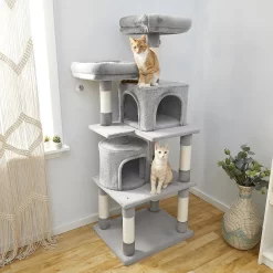 Frisco 61-in Faux Fur Cat Tree & Condo & Frisco 38-in Cat Tree With Condo, Top Perch & Toy -Frisco Shop 318964 PT4. AC SS1800 V1630365995