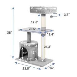 Frisco 61-in Faux Fur Cat Tree & Condo & Frisco 38-in Cat Tree With Condo, Top Perch & Toy -Frisco Shop 318964 PT6. AC SS1800 V1630359370