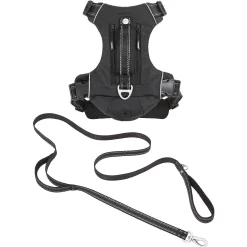 Frisco Outdoor Premium Ripstop Nylon Dog Harness With Pocket & Frisco Outdoor Nylon Reflective Comfort Padded Dog Leash