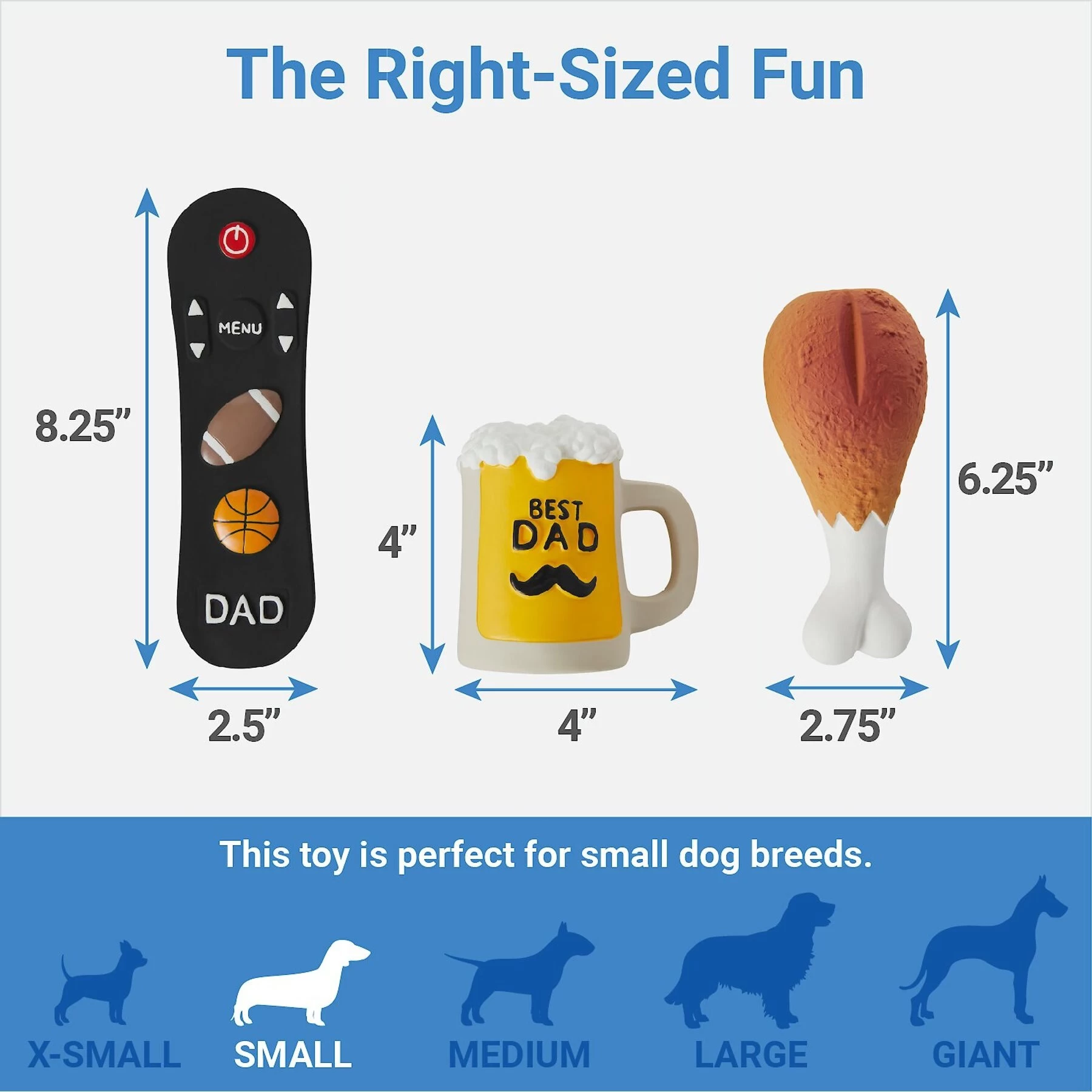 Frisco Father's Day Essential Latex Squeaky Dog Toy, 4 Count 2 Frisco Father's Day Essential Latex Squeaky Dog Toy, 4 Count - Image 2