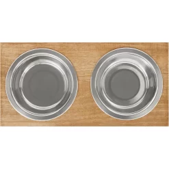Frisco Premium Wood Elevated Stainless Steel Double Diner Dog & Cat Bowl -Frisco Shop 331490 PT4. AC SS1800 V1657656892