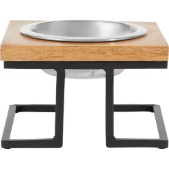 Frisco Premium Wood Elevated Single Dog & Cat Bowl