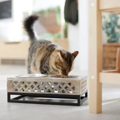 Frisco Premium Wood Elevated Stainless Steel Double Diner Dog & Cat Bowl, 3 Cup -Frisco Shop 331507 PT3. AC SS1800 V1657656894