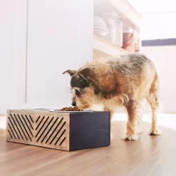 Frisco Premium Wood Elevated Stainless Steel Double Diner Dog & Cat Bowl, Black, 3 Cup -Frisco Shop 331509 PT2. AC SS1800 V1657656894