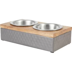 Frisco Premium Stainless Steel Double Diner Dog & Cat Bowl, Black
