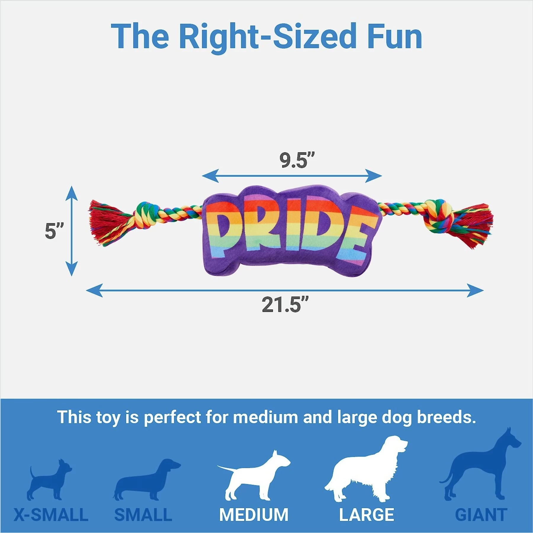 Frisco Pride Plush With Rope Squeaky Dog Toy 2 Frisco Pride Plush With Rope Squeaky Dog Toy - Image 2