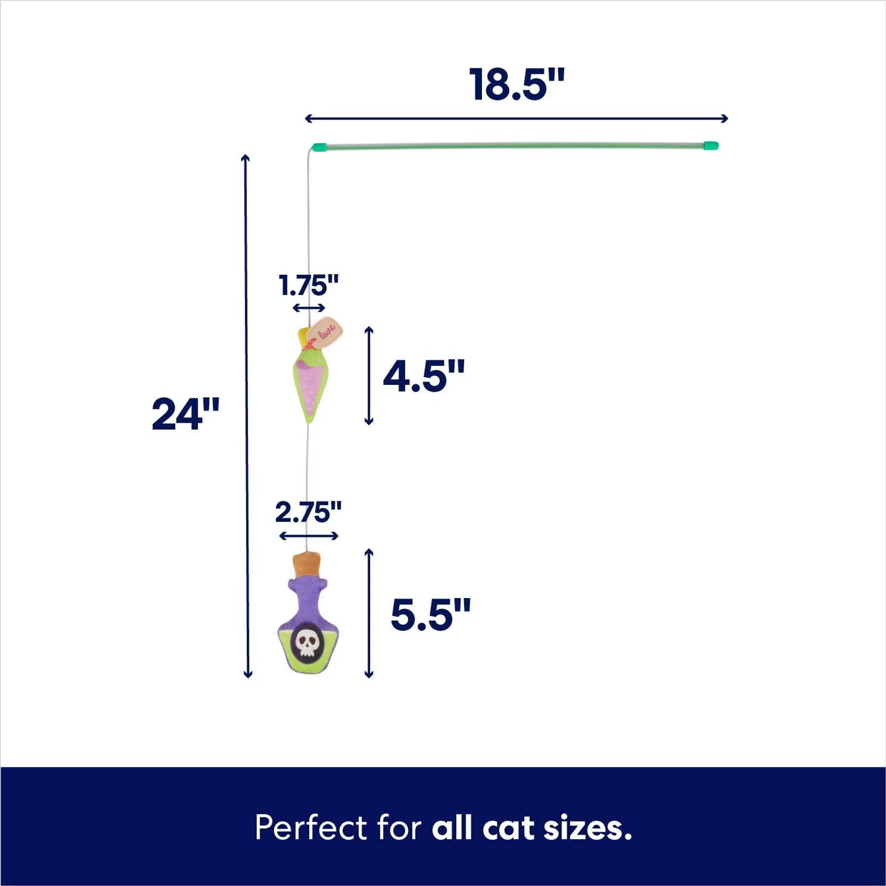 Frisco Halloween Potion Teaser Wand Cat Toy With Catnip 2 Frisco Halloween Potion Teaser Wand Cat Toy With Catnip - Image 2