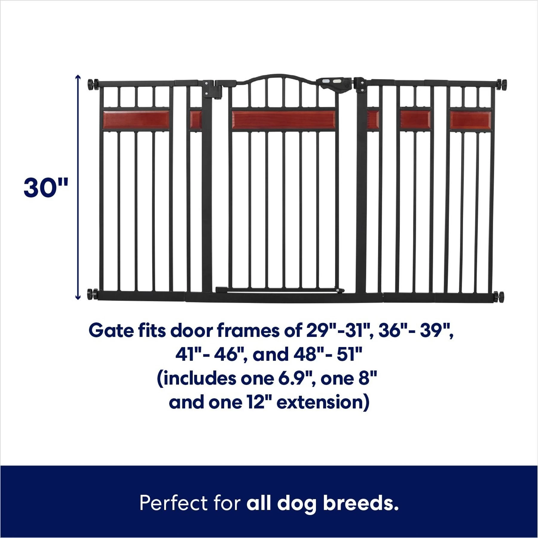 Frisco Wood Accents Extra Wide Auto-close Pet Gate, 30-in 2 Frisco Wood Accents Extra Wide Auto-close Pet Gate, 30-in - Image 2