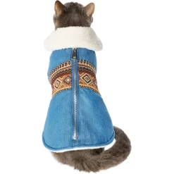 Frisco Mid-Heavyweight Western Fleece Lined Faux Zipper Dog & Cat Coat