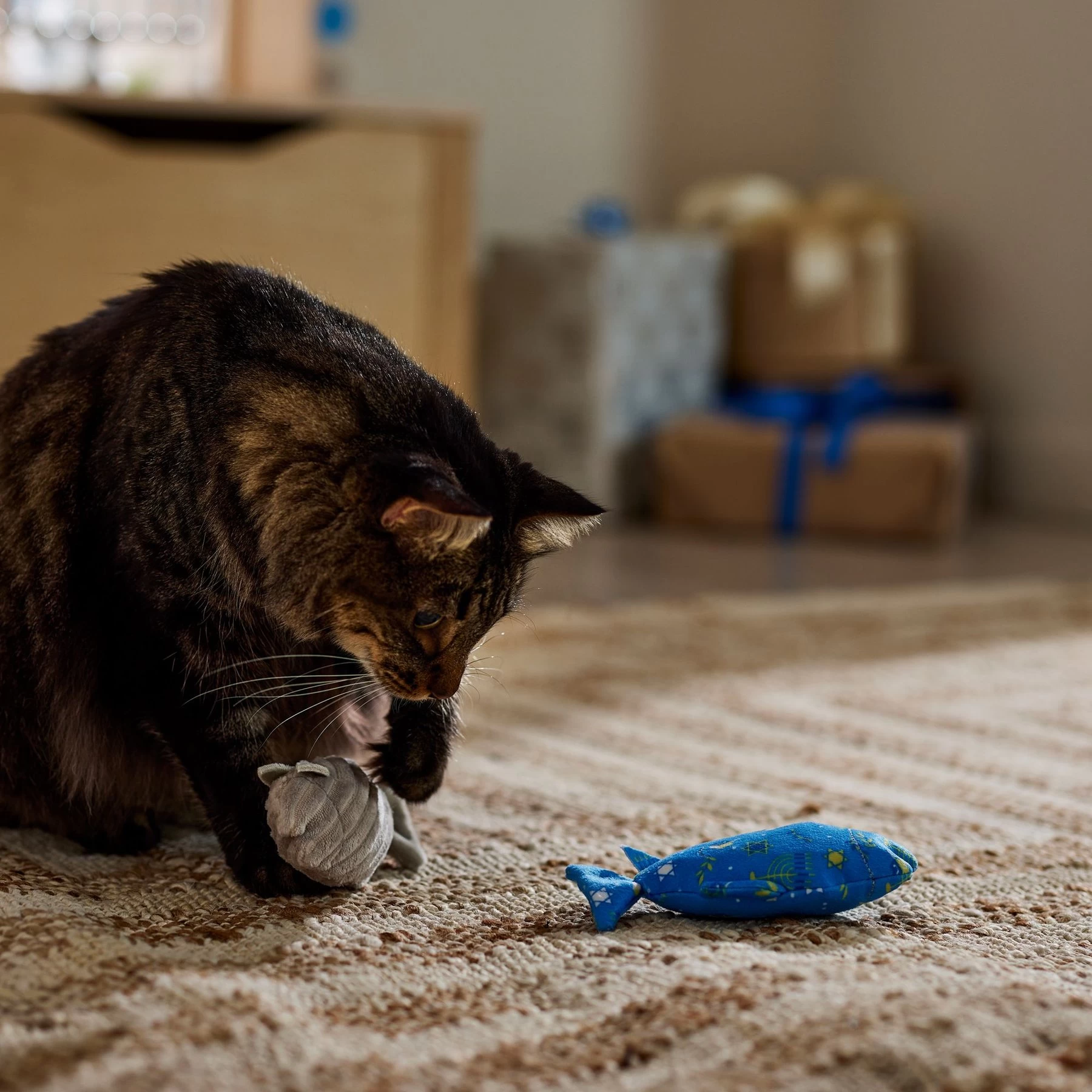 Frisco Hanukkah "Happy Pawnukkah" Fish Plush Cat Toy With Catnip, 2 Count 3 Frisco Hanukkah "Happy Pawnukkah" Fish Plush Cat Toy With Catnip, 2 Count - Image 3