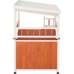 Frisco Outdoor Wooden Cat House With Balcony & Step Ladder -Frisco Shop 361012 PT3. AC SS1800 V1657828422