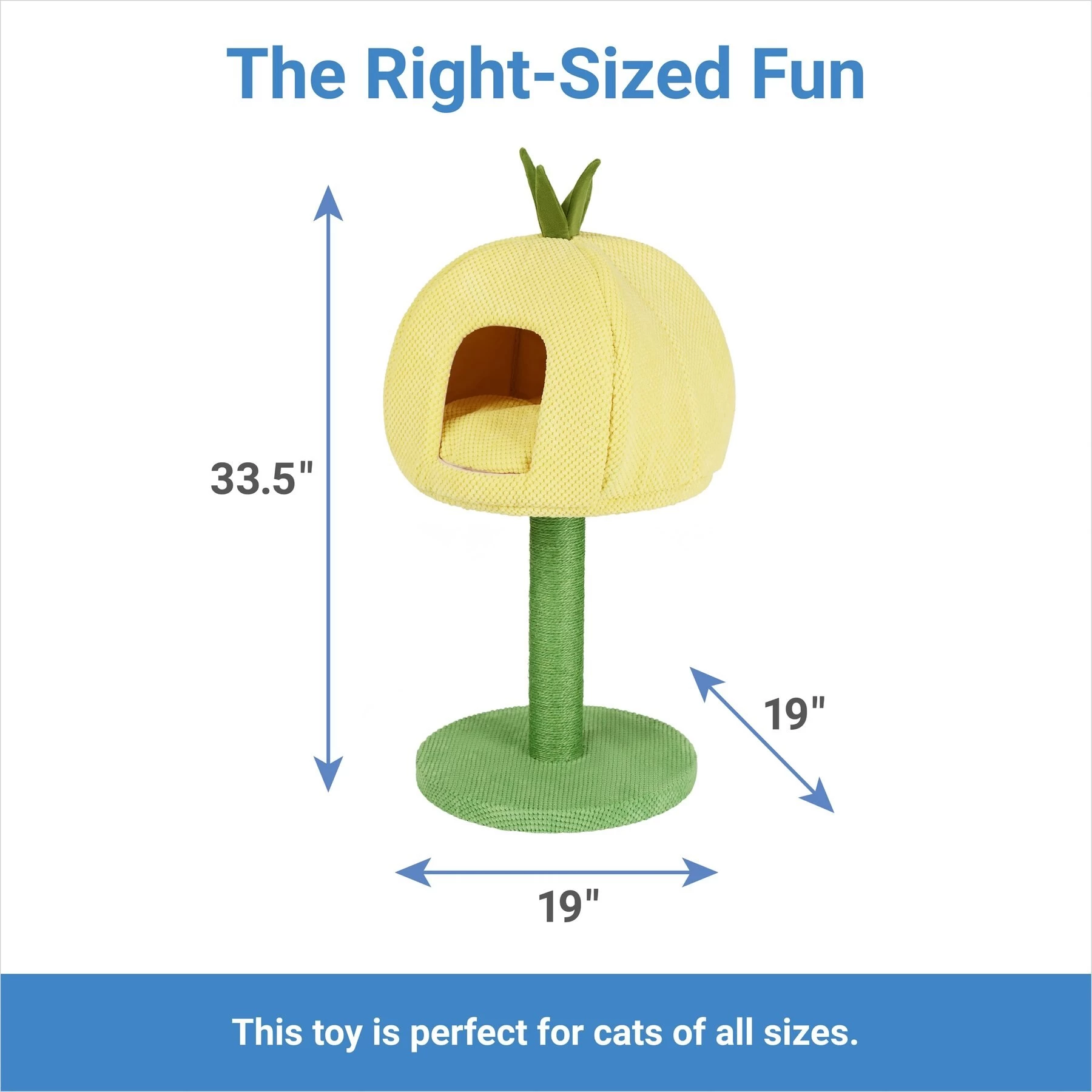 Frisco Pineapple 33.5" Plush Cat Scratching Post And Condo 2 Frisco Pineapple 33.5" Plush Cat Scratching Post And Condo - Image 2