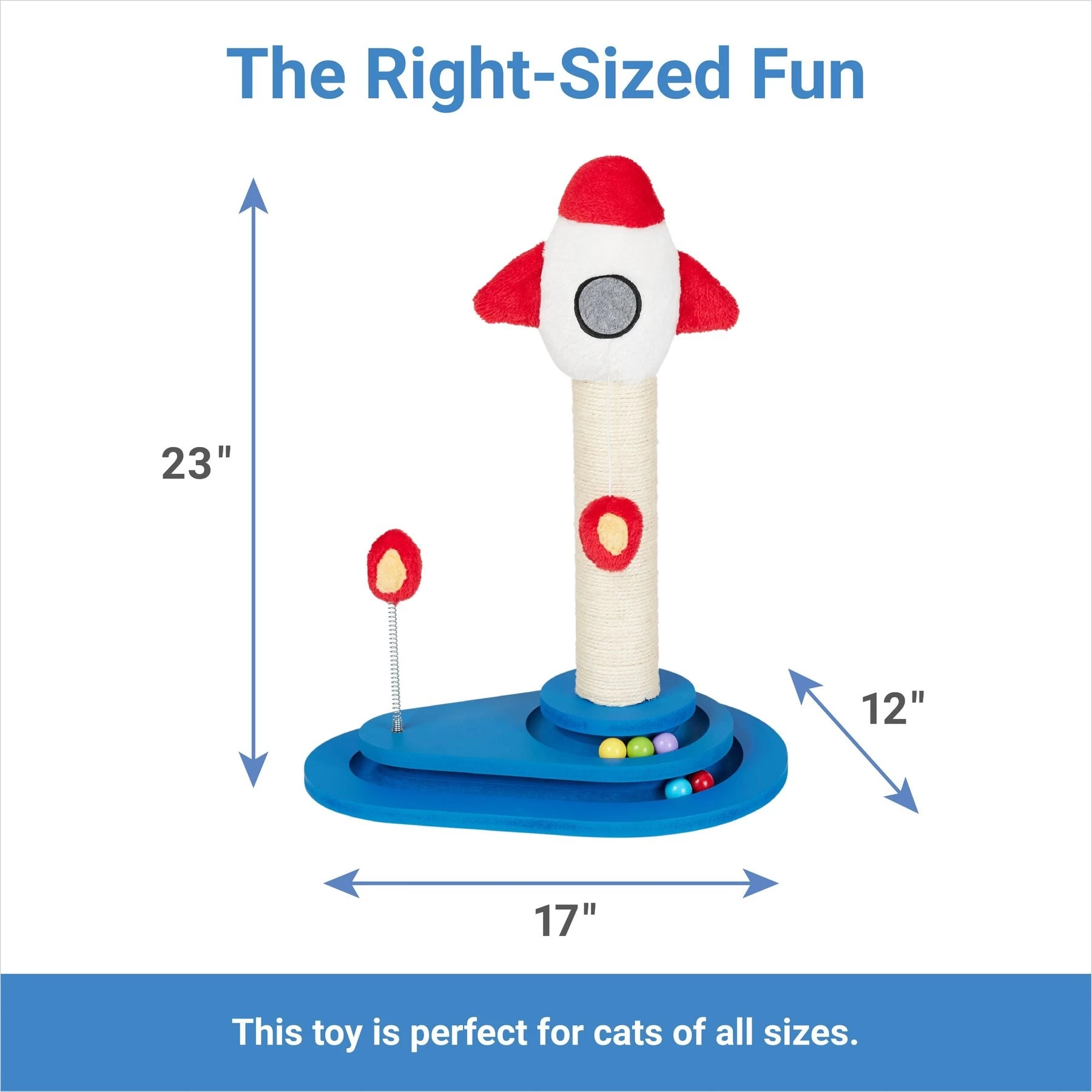 Frisco Rocket Ship 23" Sisal Cat Scratching Post With Play Base 2 Frisco Rocket Ship 23" Sisal Cat Scratching Post With Play Base - Image 2