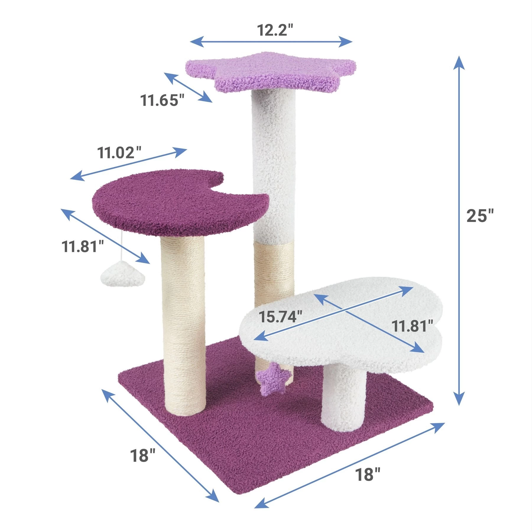 Frisco Star, Moon And Cloud 25" Plush Cat Tree 2 Frisco Star, Moon And Cloud 25" Plush Cat Tree - Image 2