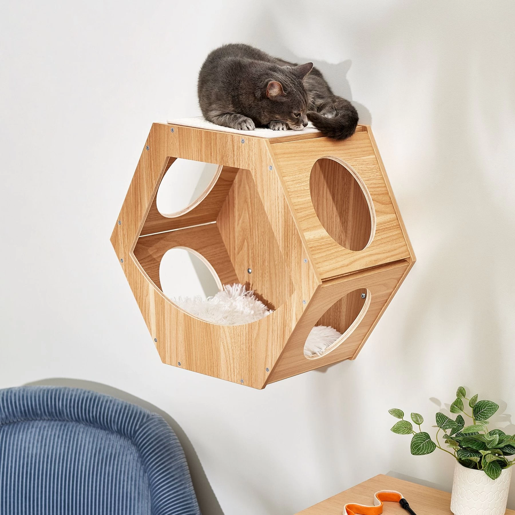 Frisco Hexagon Wall Mounted Cat Wall Shelf 1 Frisco Hexagon Wall Mounted Cat Wall Shelf