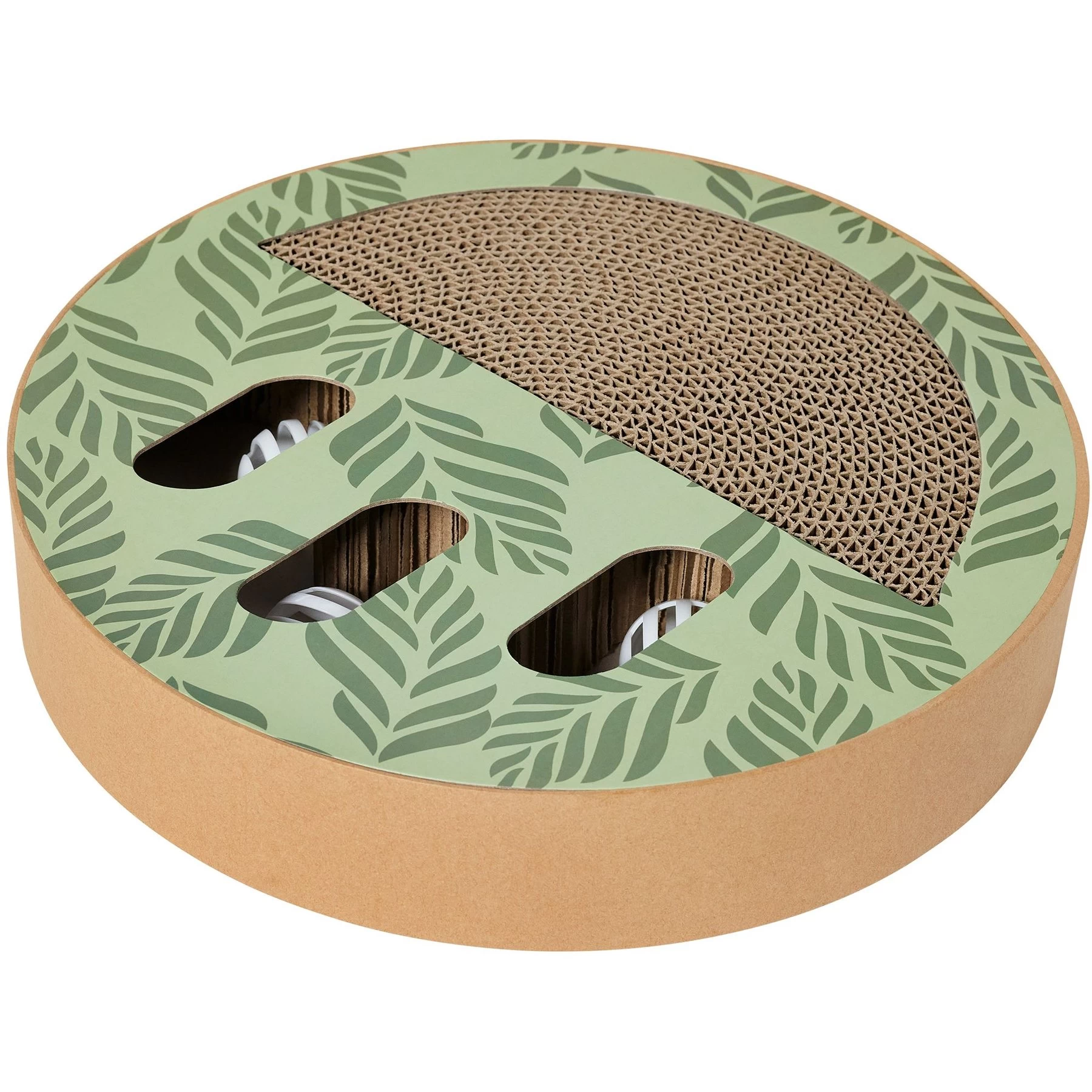 Frisco Interactive Maze & Scratch Cardboard Cat Toy Box With Catnip, Palms 1 Frisco Interactive Maze & Scratch Cardboard Cat Toy Box With Catnip, Palms