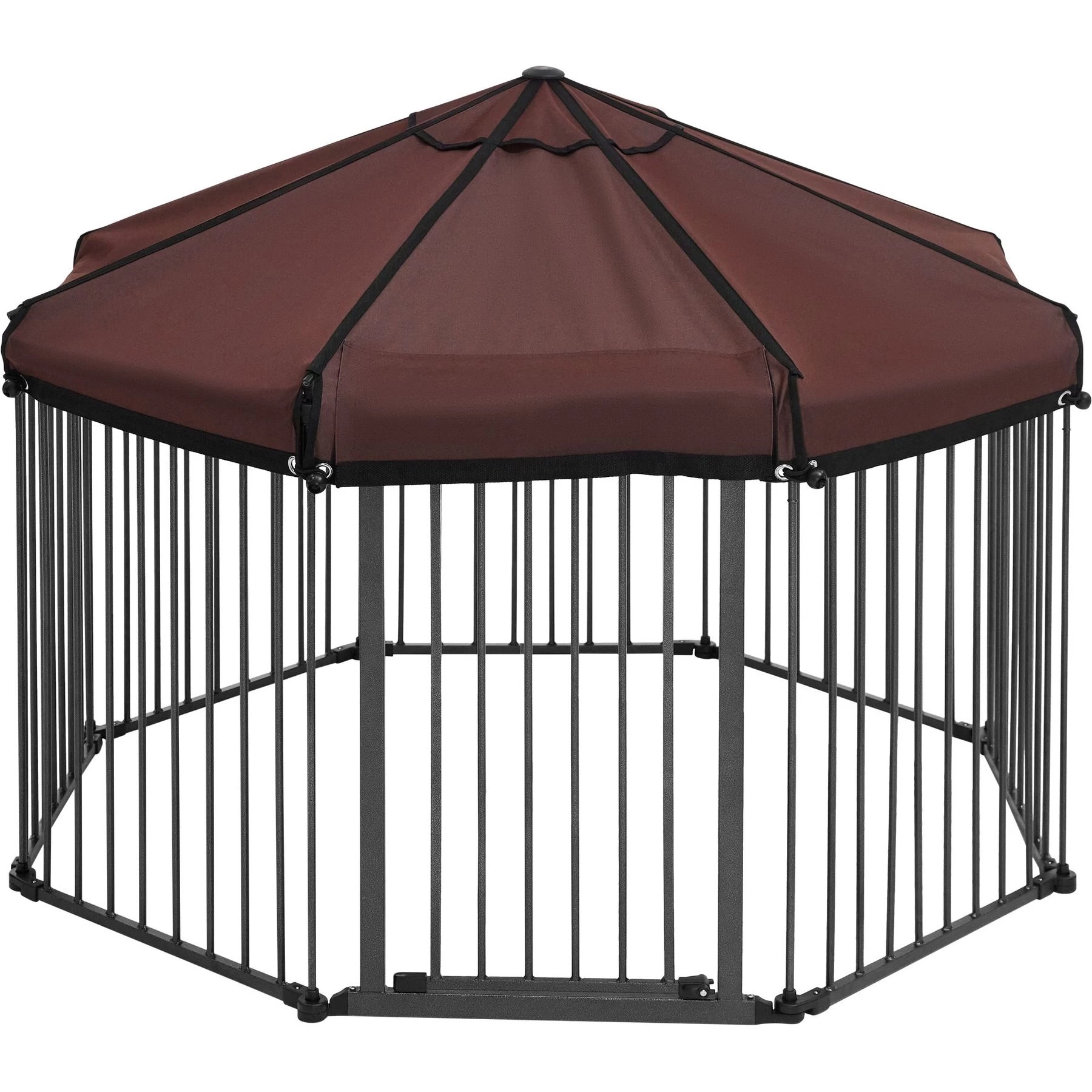 Frisco Outdoor Galvanized Steel 8-Panel Configurable Gate And Playpen With Oxford Roof 4 Frisco Outdoor Galvanized Steel 8-Panel Configurable Gate And Playpen With Oxford Roof - Image 4