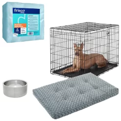 Frisco Swirl Dog Crate Mat + 3 Items