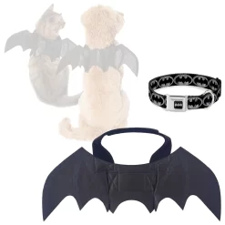 Frisco Bat Wings Dog & Cat Costume & Buckle-Down Batman Shield Polyester Dog Collar