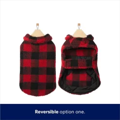 Frisco Reversible Medium Weight Boulder Plaid Dog & Cat Coat -Frisco Shop 717846 PT4. AC SS1800 V1692194287