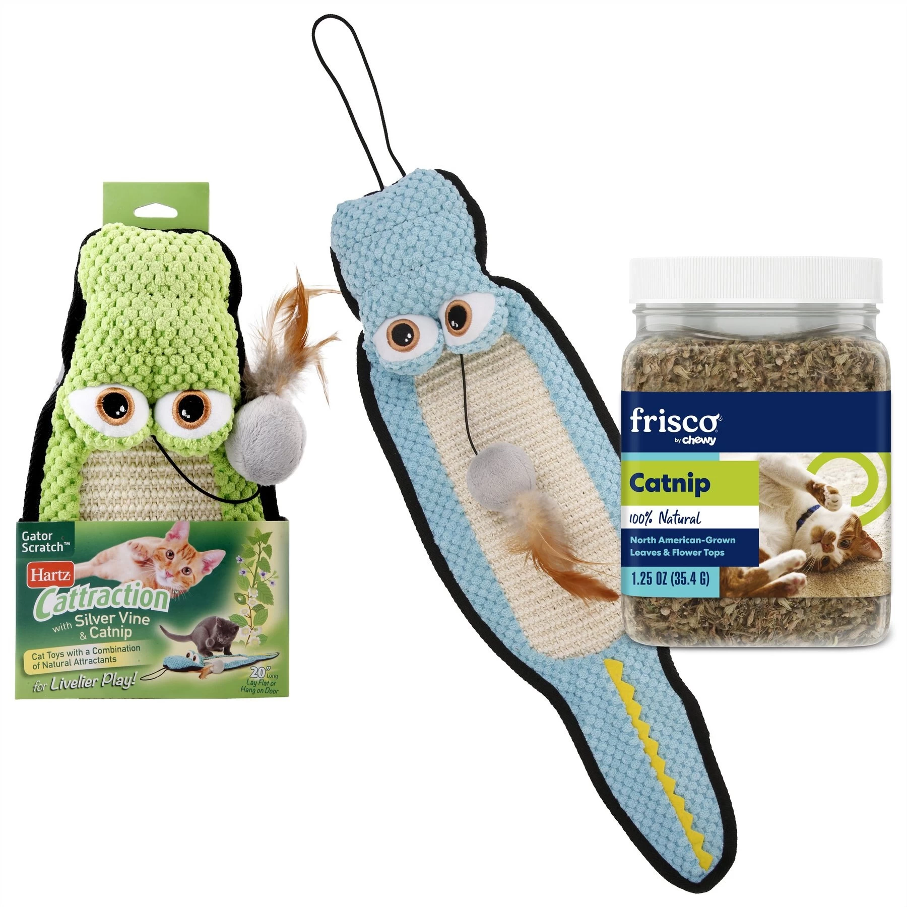 Frisco Natural Catnip & Hartz Cattraction Silver Vine & Catnip Gator Cat Scratcher Toy, Color Varies 1 Frisco Natural Catnip & Hartz Cattraction Silver Vine & Catnip Gator Cat Scratcher Toy, Color Varies