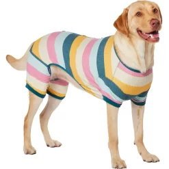 Frisco Cozy Waffle Knit Dog & Cat PJs, Stripe