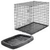 Frisco Heavy Duty Single Door Wire Dog Crate & MidWest Quiet Time Fleece Dog Crate Mat