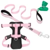 Frisco Padded Nylon No Pull Dog Harness & Frisco Traffic Leash With Padded Handles & Poop Bag Dispenser