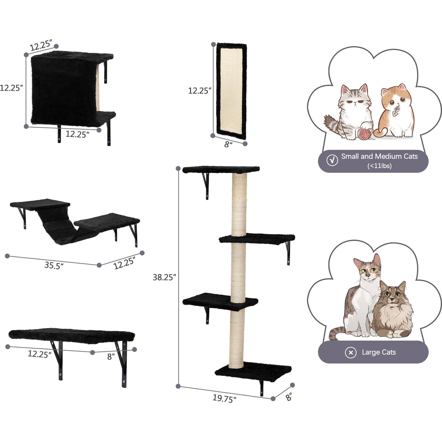 Coziwow Wall Mounted Shelves Set Cat Tree & Frisco Wooden Wall Mounted Stainless Steel Cat Feeding Station With Bowl 3 Coziwow Wall Mounted Shelves Set Cat Tree & Frisco Wooden Wall Mounted Stainless Steel Cat Feeding Station With Bowl - Image 3