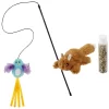 Frisco Squirrel Plush Cat Toy With Refillable Catnip & Frisco Bird With Feathers Teaser Wand Cat Toy With Catnip