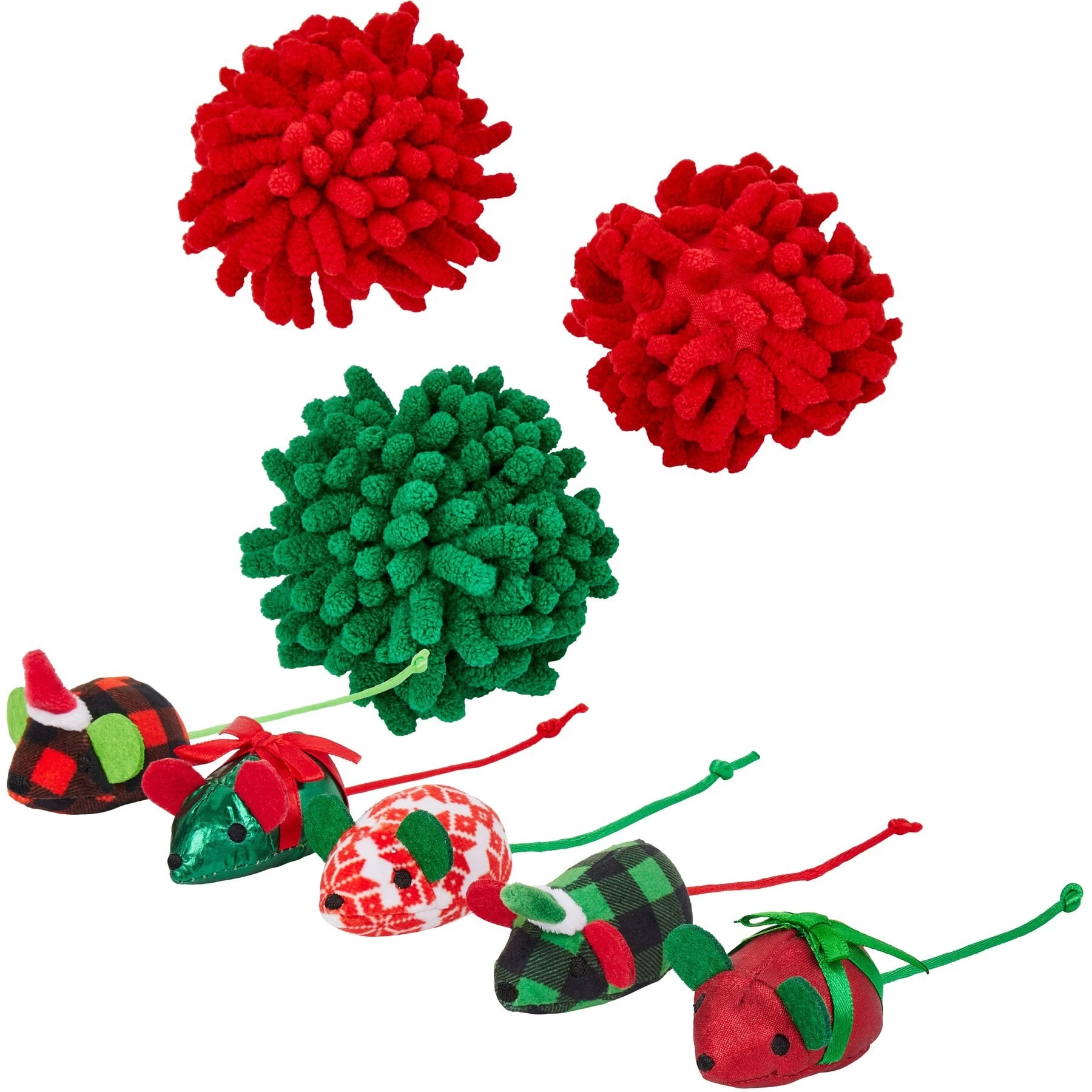 Frisco Holiday Moppy Ball Cat Toy With Catnip, 3 Count & Frisco Holiday Mice Cat Toy With Catnip, 5 Count 1 Frisco Holiday Moppy Ball Cat Toy With Catnip, 3 Count & Frisco Holiday Mice Cat Toy With Catnip, 5 Count