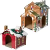 Frisco Holiday Log Cabin Cardboard Cat House & Frisco Holiday Santa's Workshop Cardboard Cat House