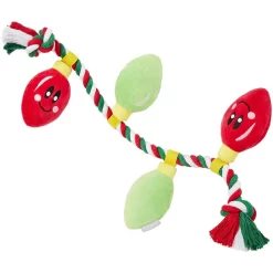 Frisco Holiday Santa's Helpers Plush Squeaky Dog Toy, 3 Count & Frisco Holiday Lights Plush With Rope Squeaky Dog Toy -Frisco Shop 986206 PT5. AC SS1800 V1698258116
