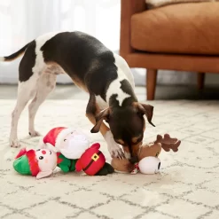 Frisco Holiday Santa's Helpers Plush Squeaky Dog Toy, 3 Count & Frisco Holiday Hot Cocoa Hide & Seek Puzzle Plush Squeaky Dog Toy -Frisco Shop 986230 PT4. AC SS1800 V1699653750