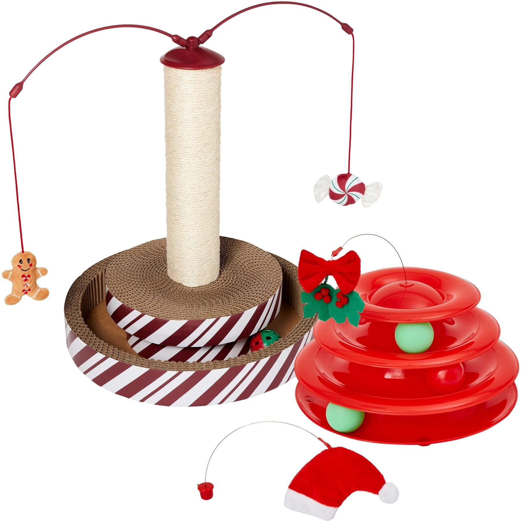 Frisco Holiday Santa Hat & Mistletoe Cat Tracks Cat Toy & Frisco Holiday Gingerbread Interactive Cat Scratcher Cat Toy With Catnip 1 Frisco Holiday Santa Hat & Mistletoe Cat Tracks Cat Toy & Frisco Holiday Gingerbread Interactive Cat Scratcher Cat Toy With Catnip