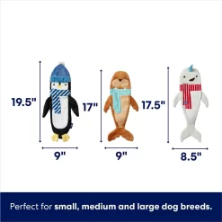 Frisco Holiday Ho Ho Ho Fetch Squeaky Tennis Ball Dog Toy & Frisco Holiday Arctic Friends Stuffing-Free Skinny Plush Squeaky Dog Toy -Frisco Shop 986310 PT6. AC SS1800 V1698258464